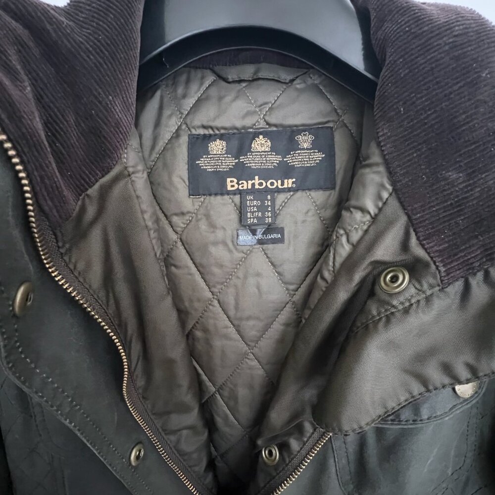 Barbour Parka Waxed Green Hooded Coat Jacket Womens - Picture 2 of 15